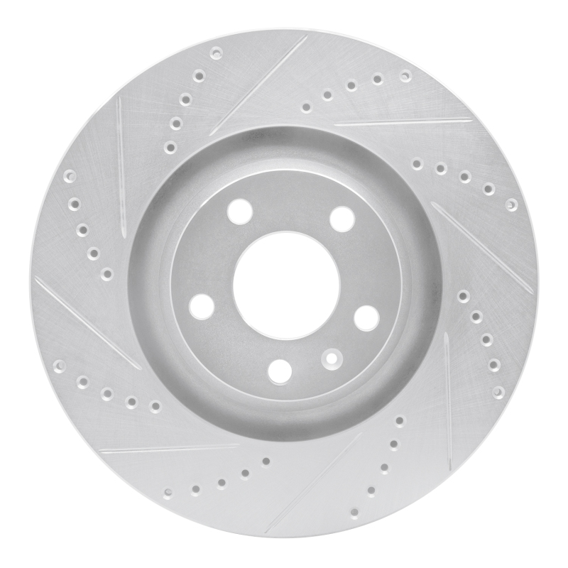 Audi A6 Quattro Brake Rotor (1) - Front Left - R1 Concepts - Drilled & Slotted - Silver - `05-`11